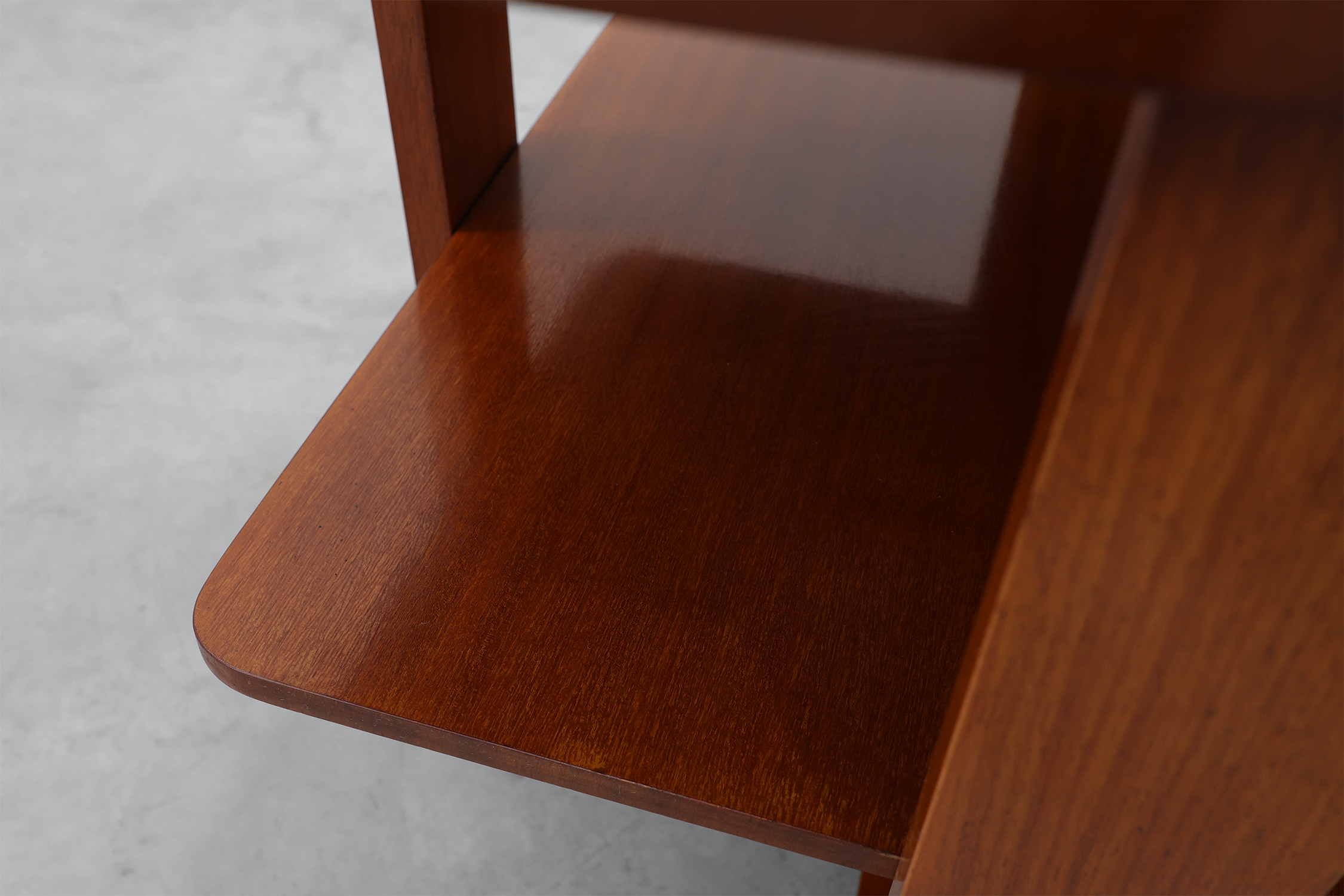 Art Deco Walnut Veneer Side Table with Shelf, Belgium, 1920sthumbnail